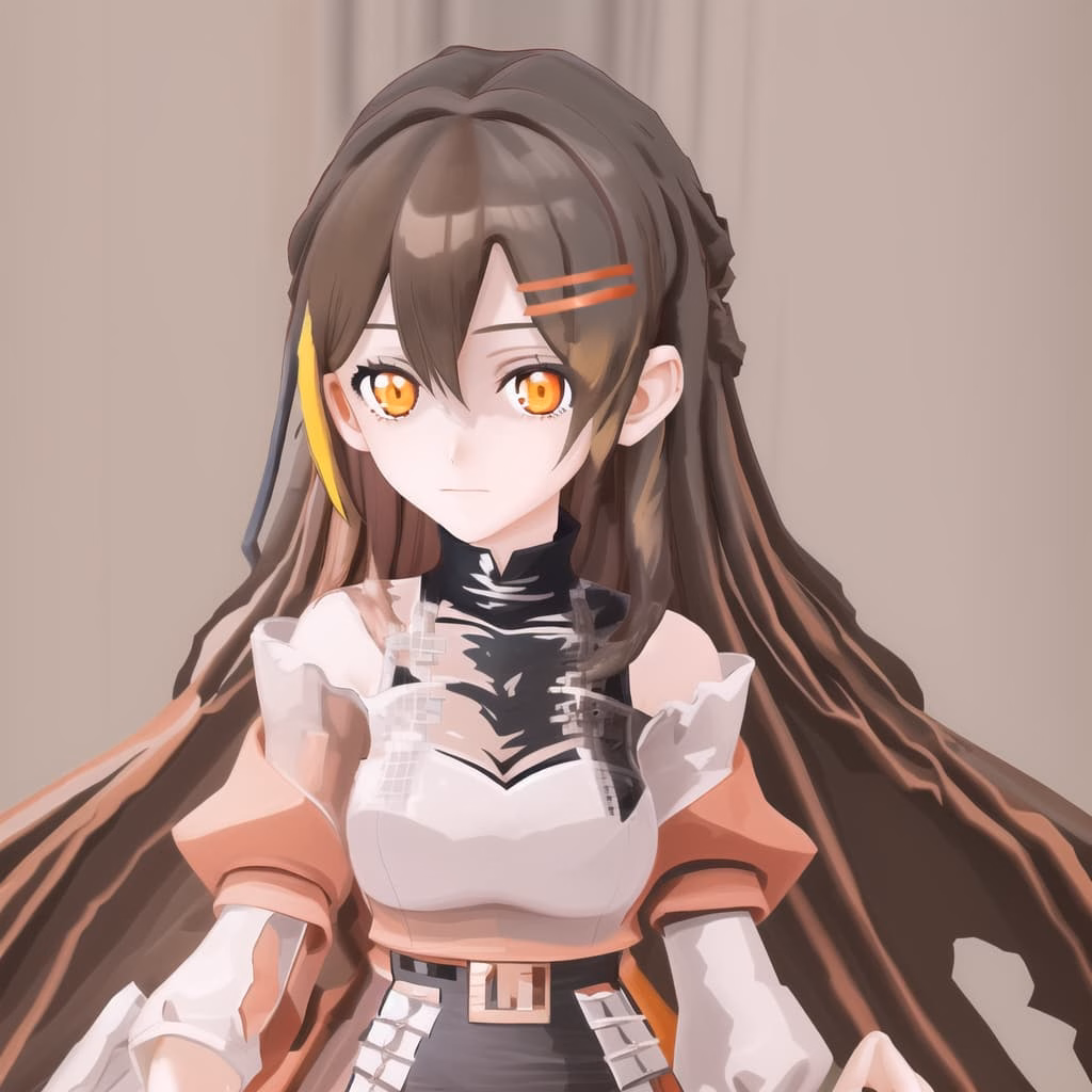 06324-1335591824-lora_xjtu-000008_0.8,1girl, orange eyes, hair ornament, multicolored hair,hairclip,brown hair, long hair,  lora_mmd_1|500x500
